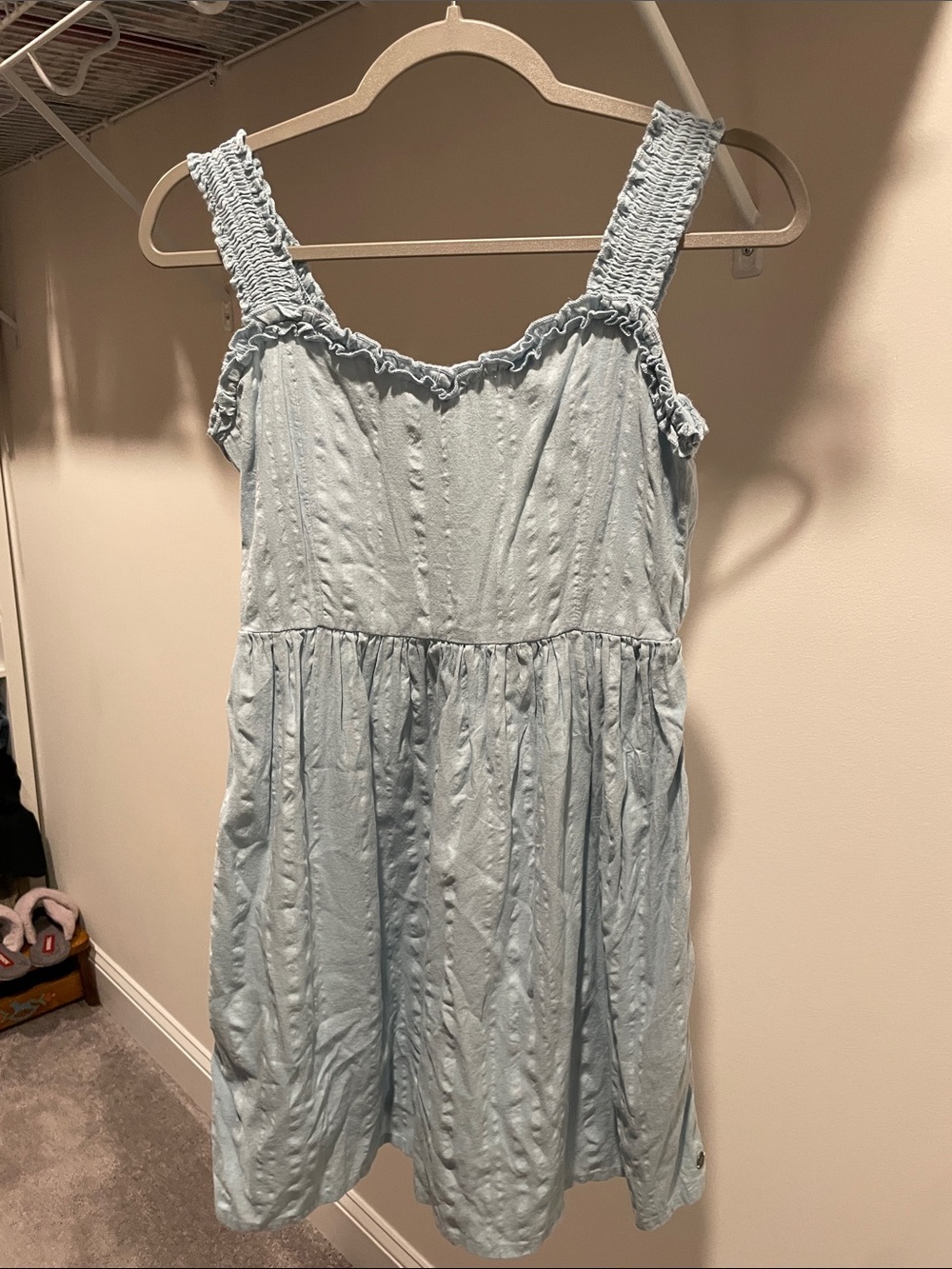 Roxy Light Blue Smocked Strap Sundress - Picture 2 of 6